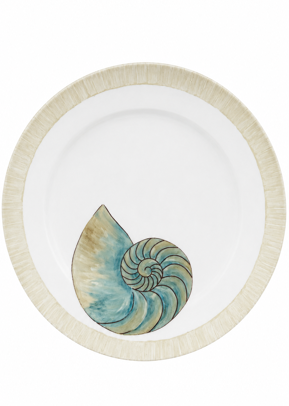 Hand-Painted Nautilus Shell Platter Styled in an Elegant Coastal Master Suite