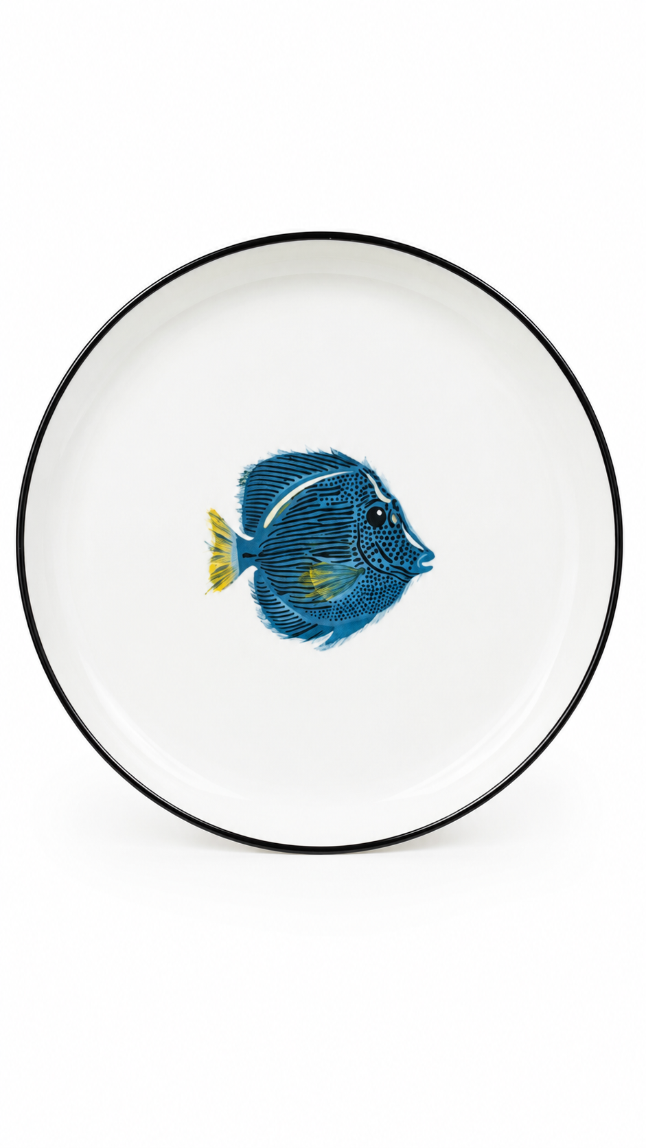 Blue Tropical Fish Appetizer Plate – Coastal Porcelain Wall Décor