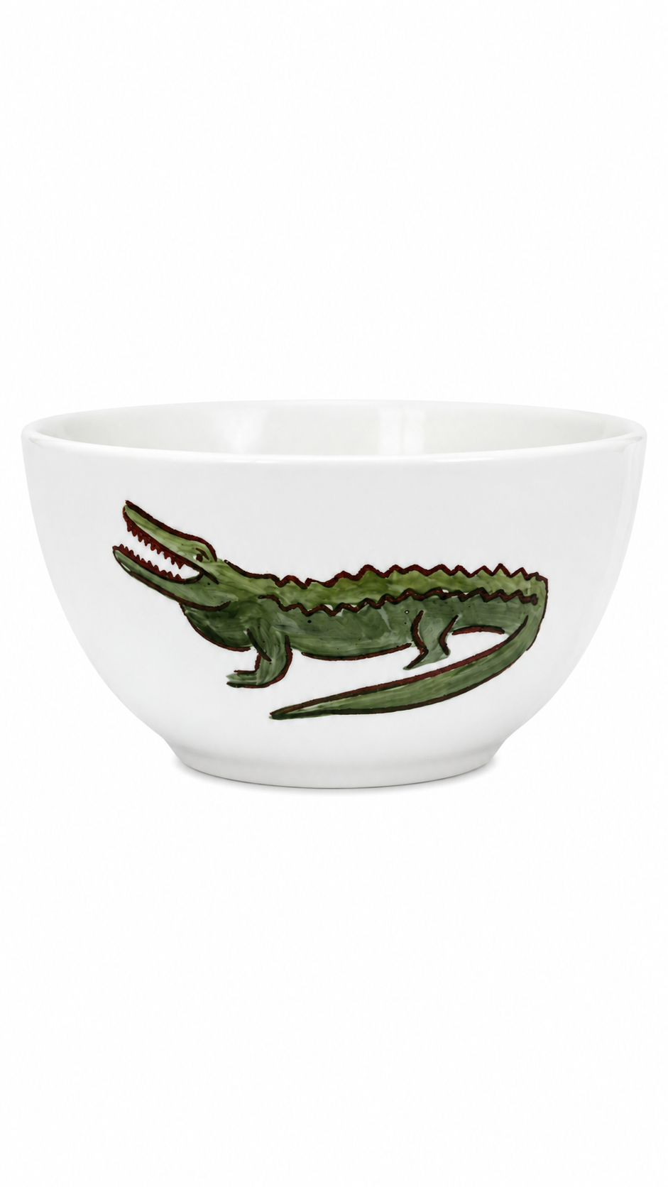 Hand-Painted Green Gator Porcelain Snack Bowl