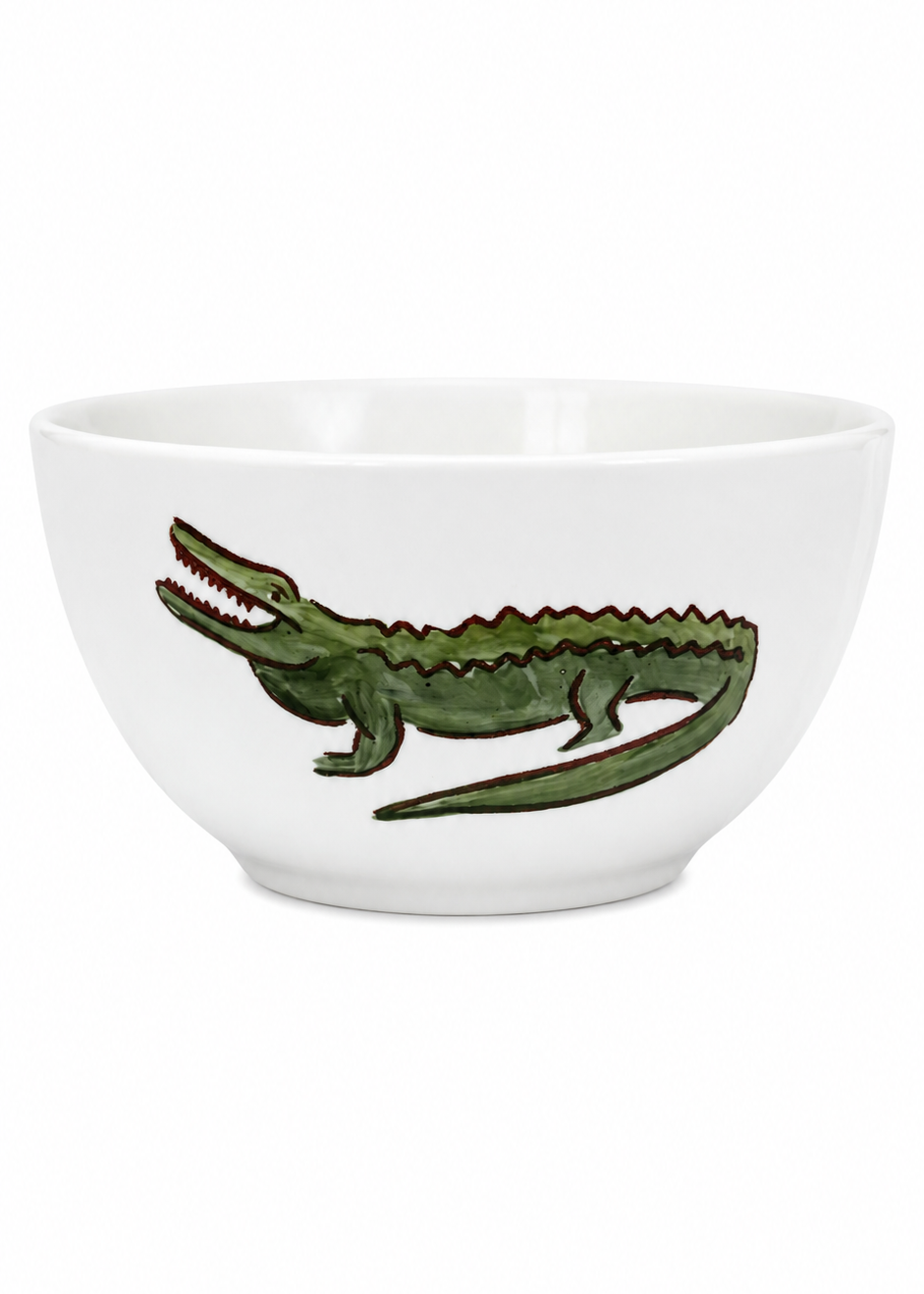 Hand-Painted Green Gator Porcelain Snack Bowl