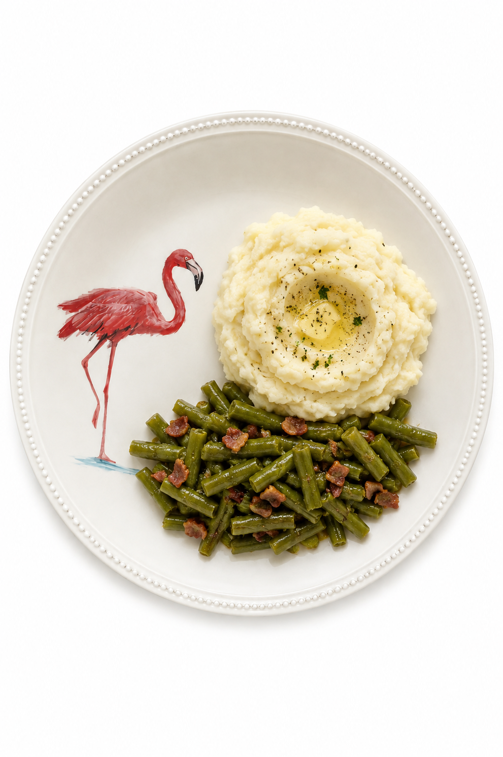 Hand-Painted Flamingo Porcelain Dinner Plate