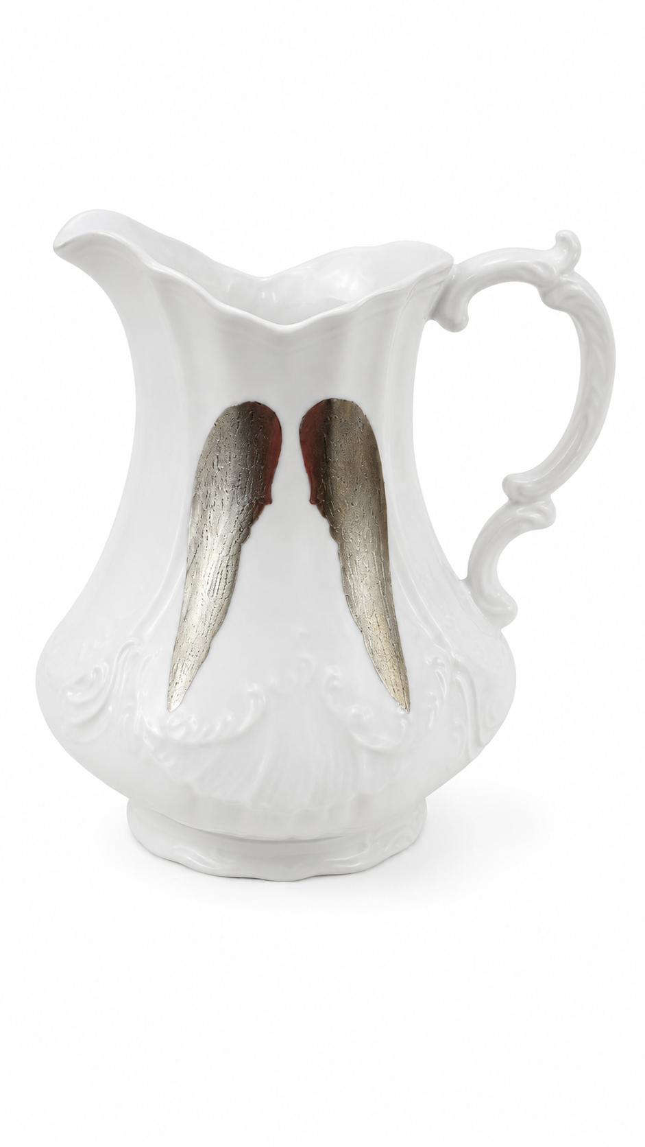 Hand-Painted Angel Wing Porcelain Pitcher – Elegant Decorative Pitcher