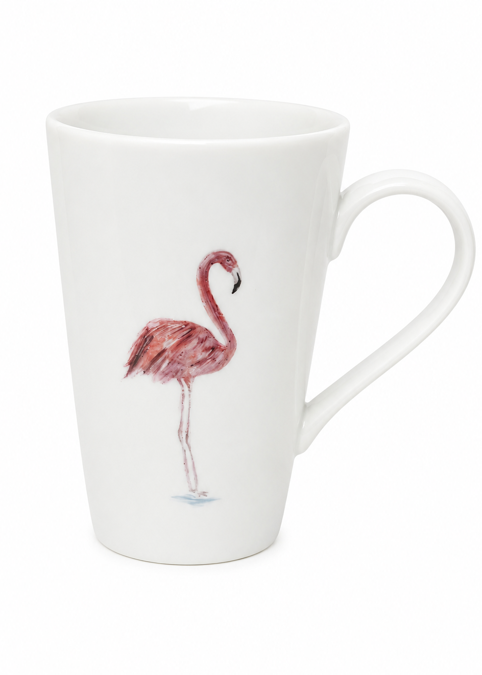 Hand-Painted Pink Flamingo Porcelain Mug