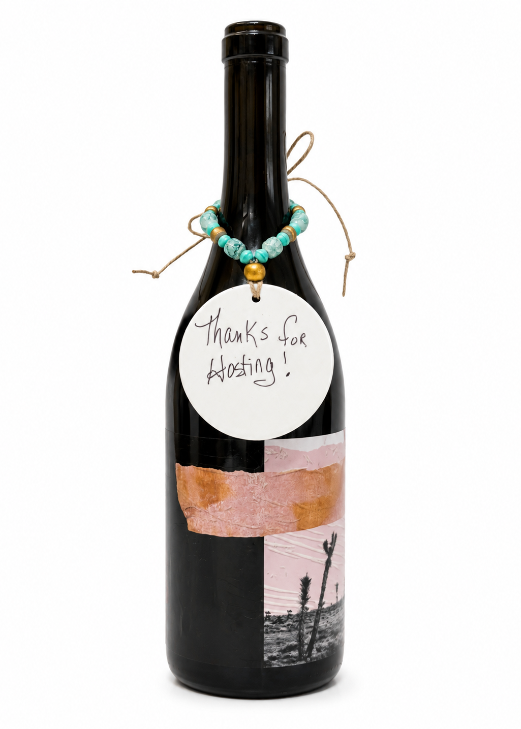 Hand-Painted Porcelain Hostess Gift Bottle Tag