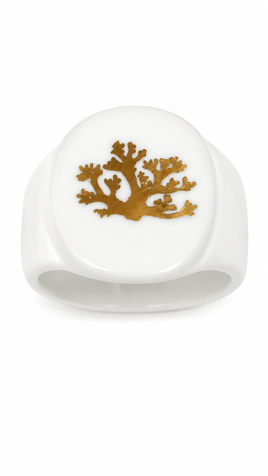 Set of 6 Gold Coral Porcelain Napkin Rings – Coastal Table Décor & Elegant Dining