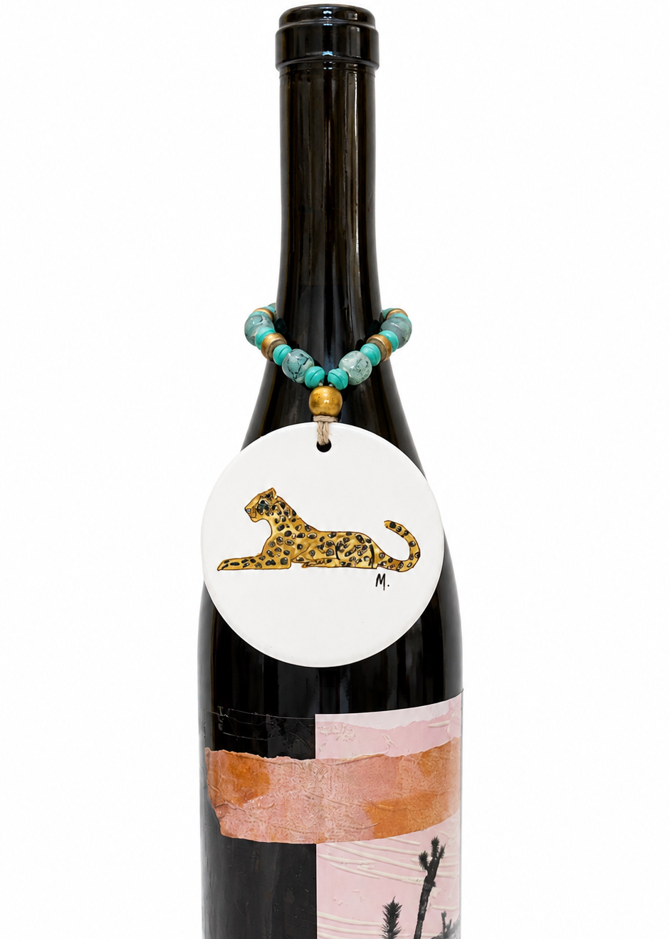 Hand-Painted Porcelain Hostess Gift Bottle Tag