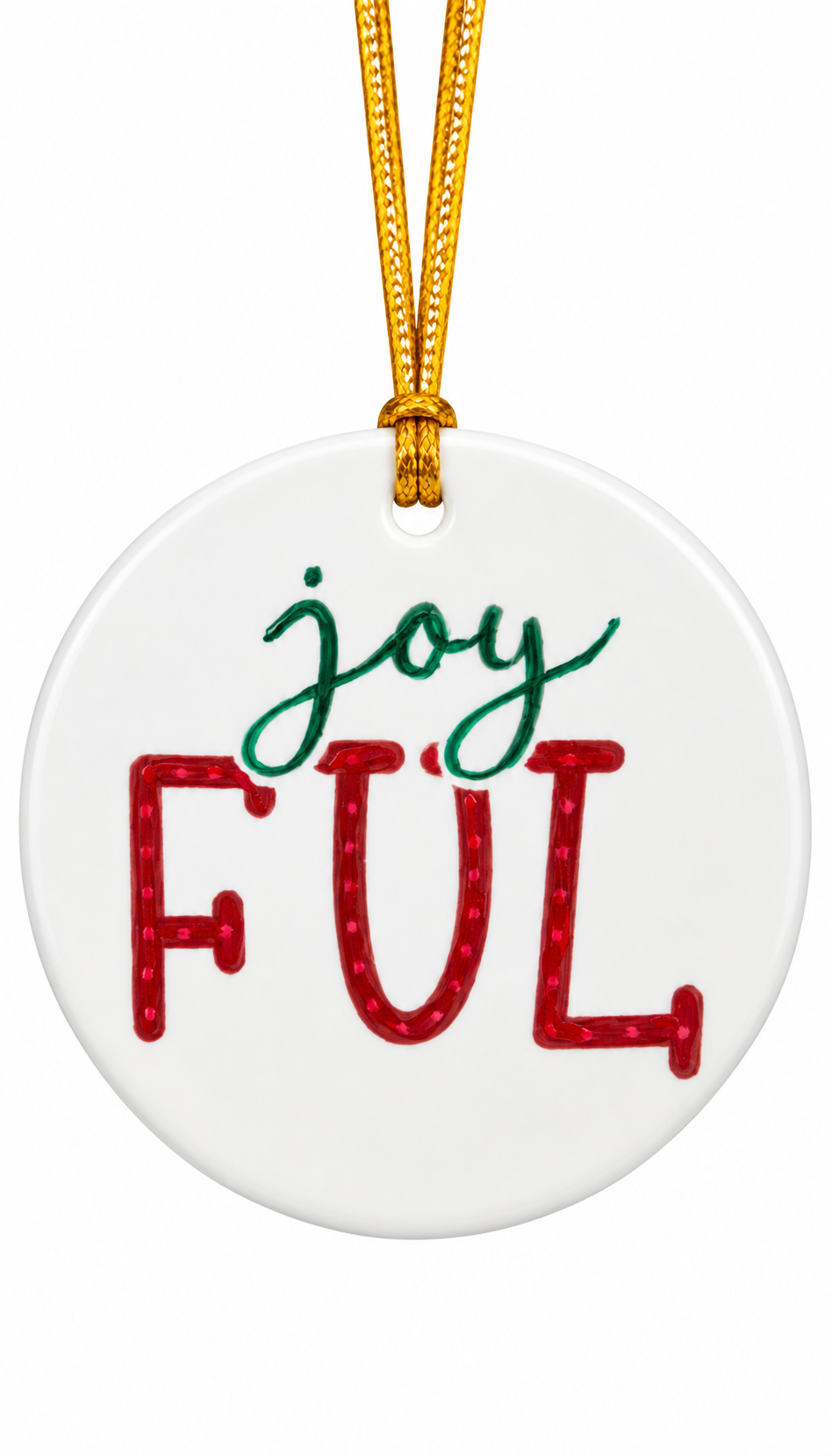 Joyful Hand-Painted Porcelain Christmas Ornament