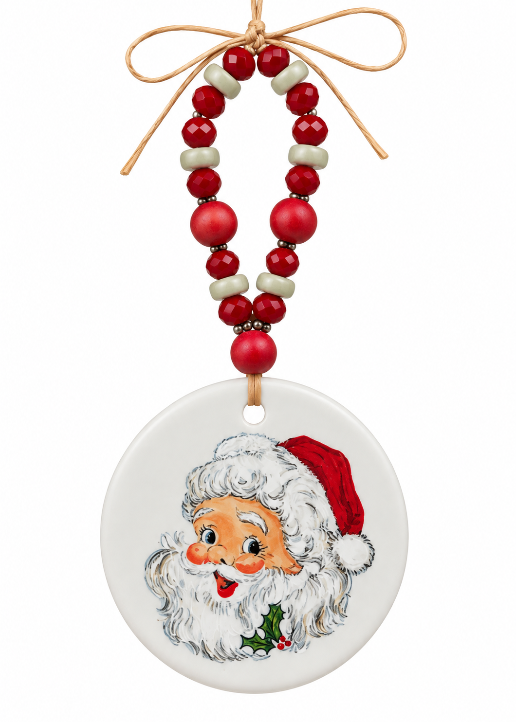 Vintage Santa Hand-Painted Porcelain Christmas Ornament