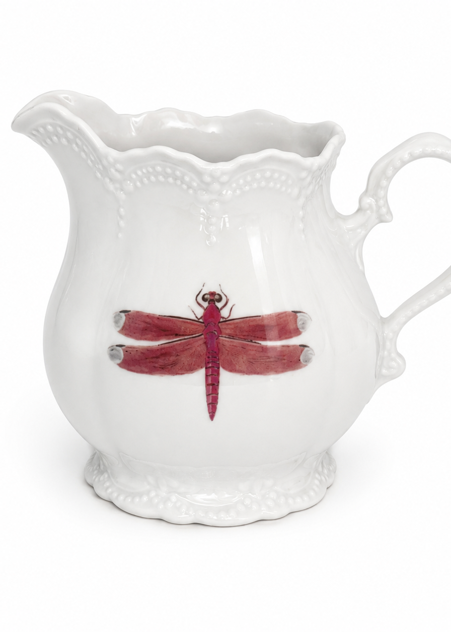 Dragonfly Porcelain Creamer Pitcher – Elegant Coastal Serving Piece