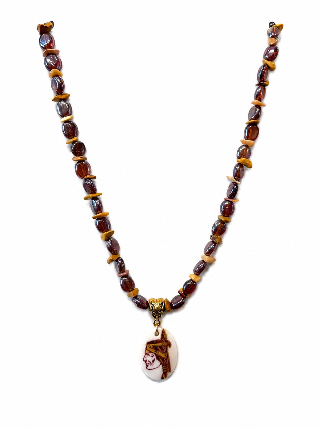 Seminole Heritage Porcelain Pendant Necklace – Hand-Painted Game Day Elegance
