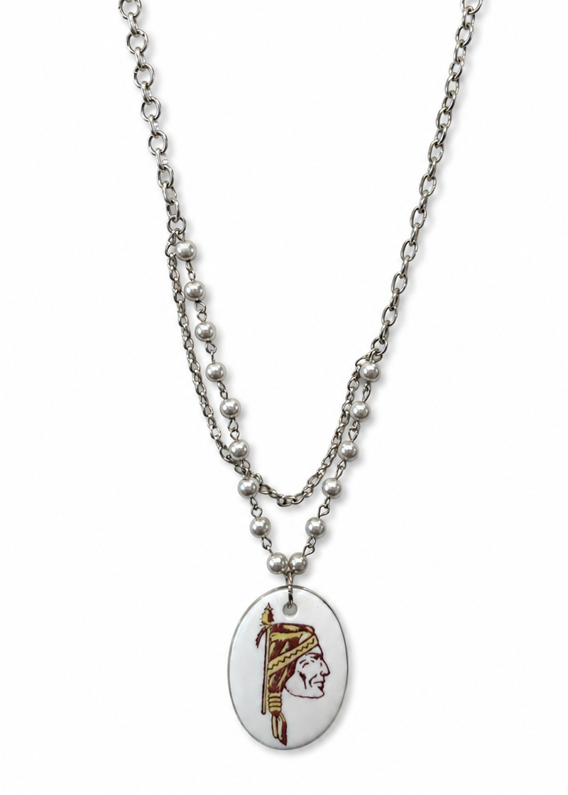 Florida State Seminoles Hand-Painted Porcelain Pendant Necklace – Silver Layered