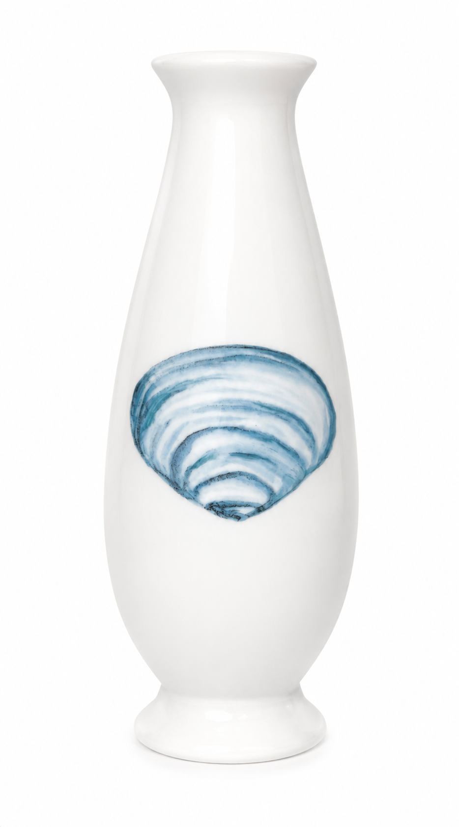 Hand-Painted Coastal Seashell Porcelain Bud Vase