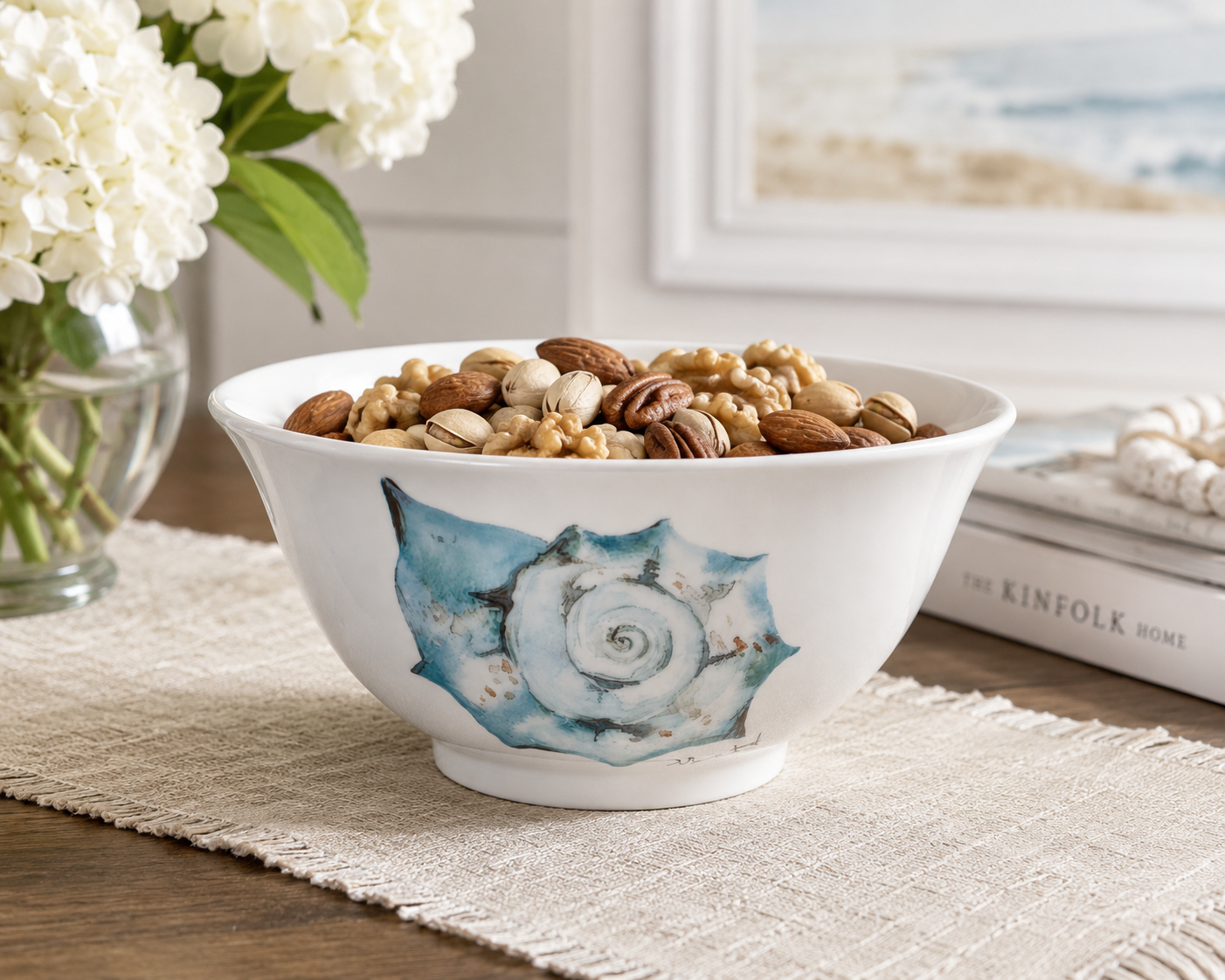 Coastal Seashell Porcelain Serving Bowl