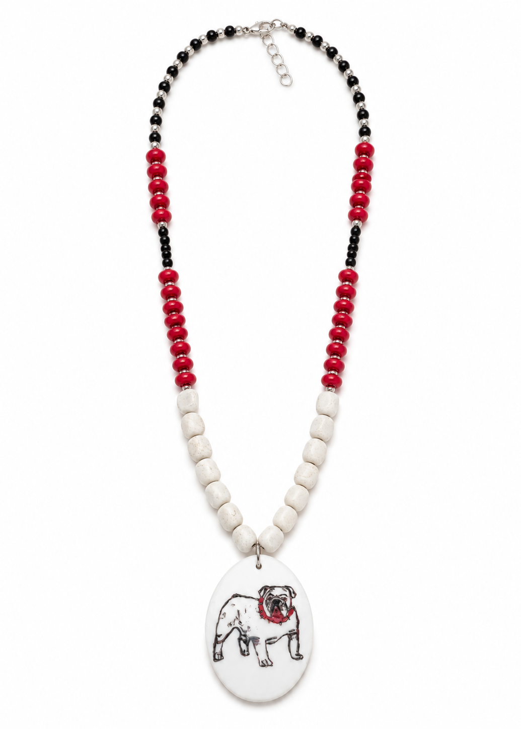 Hand-Painted Bulldog Porcelain Pendant Necklace