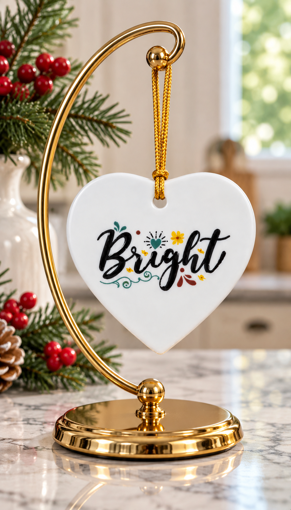 Bright Heart Porcelain Christmas Ornament