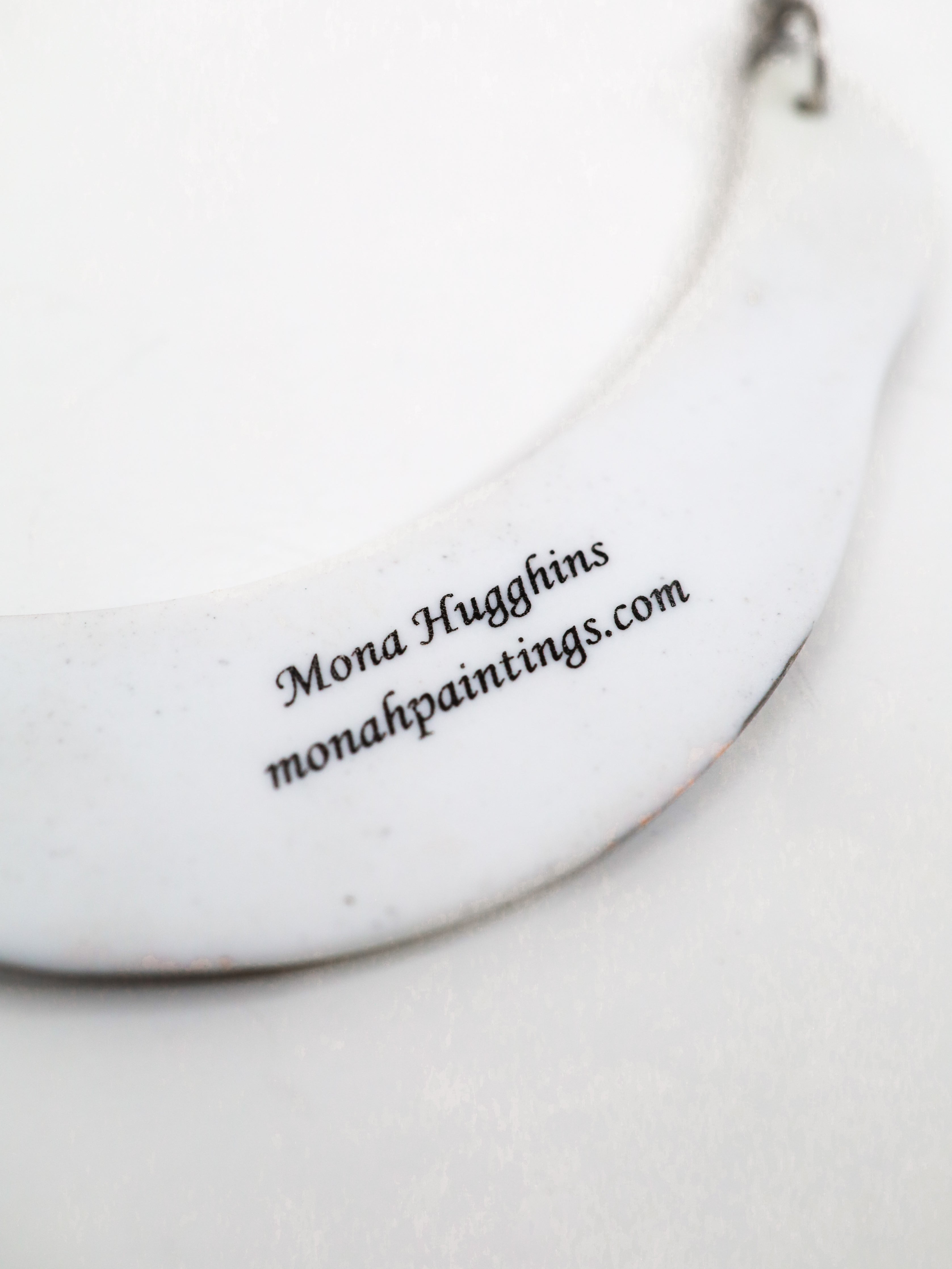 Hand-Painted Platinum Angel Wings Porcelain Pendant Necklace | MadebyMonaH