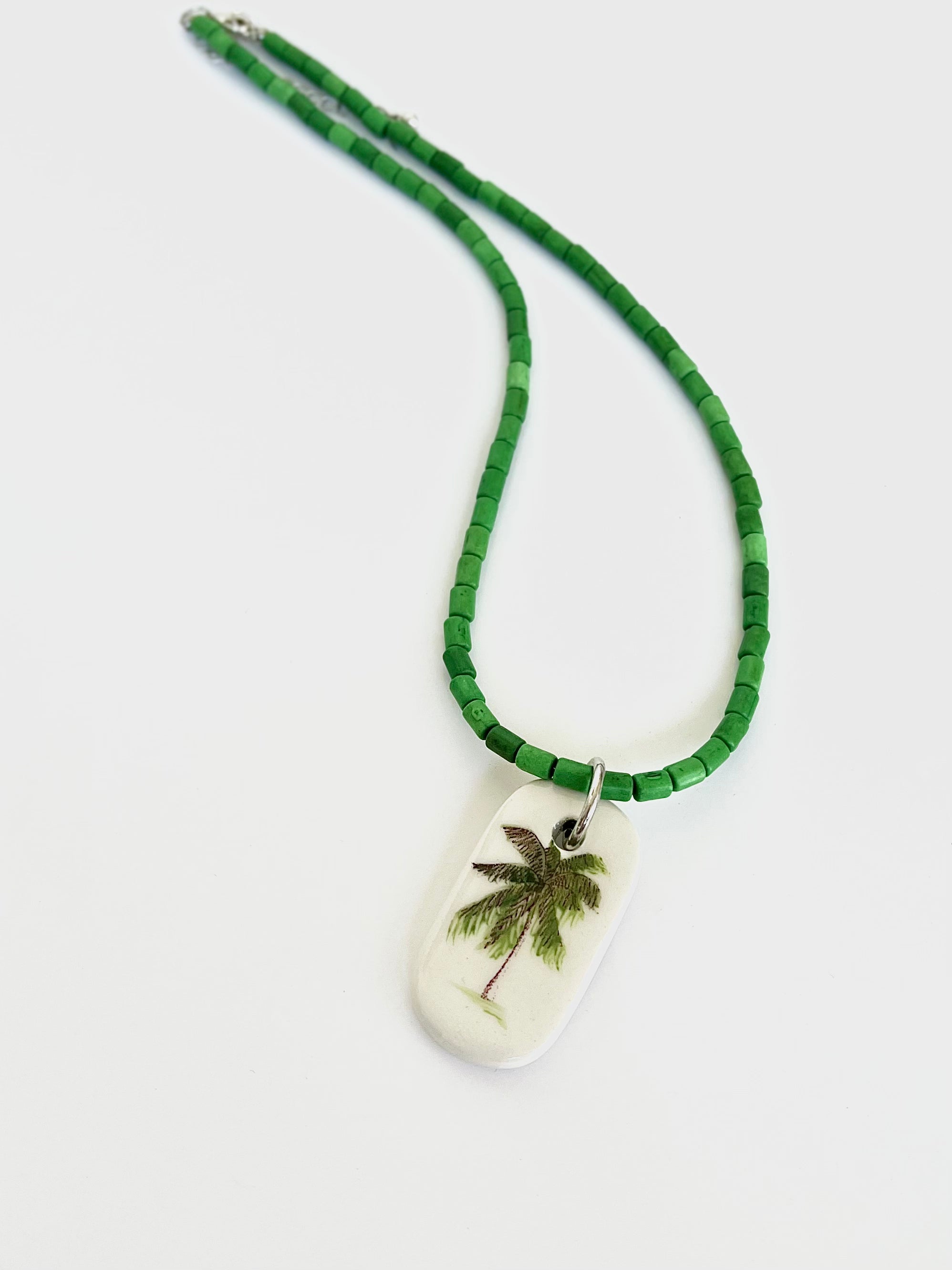 Palm Tree Pendant Beaded Necklace