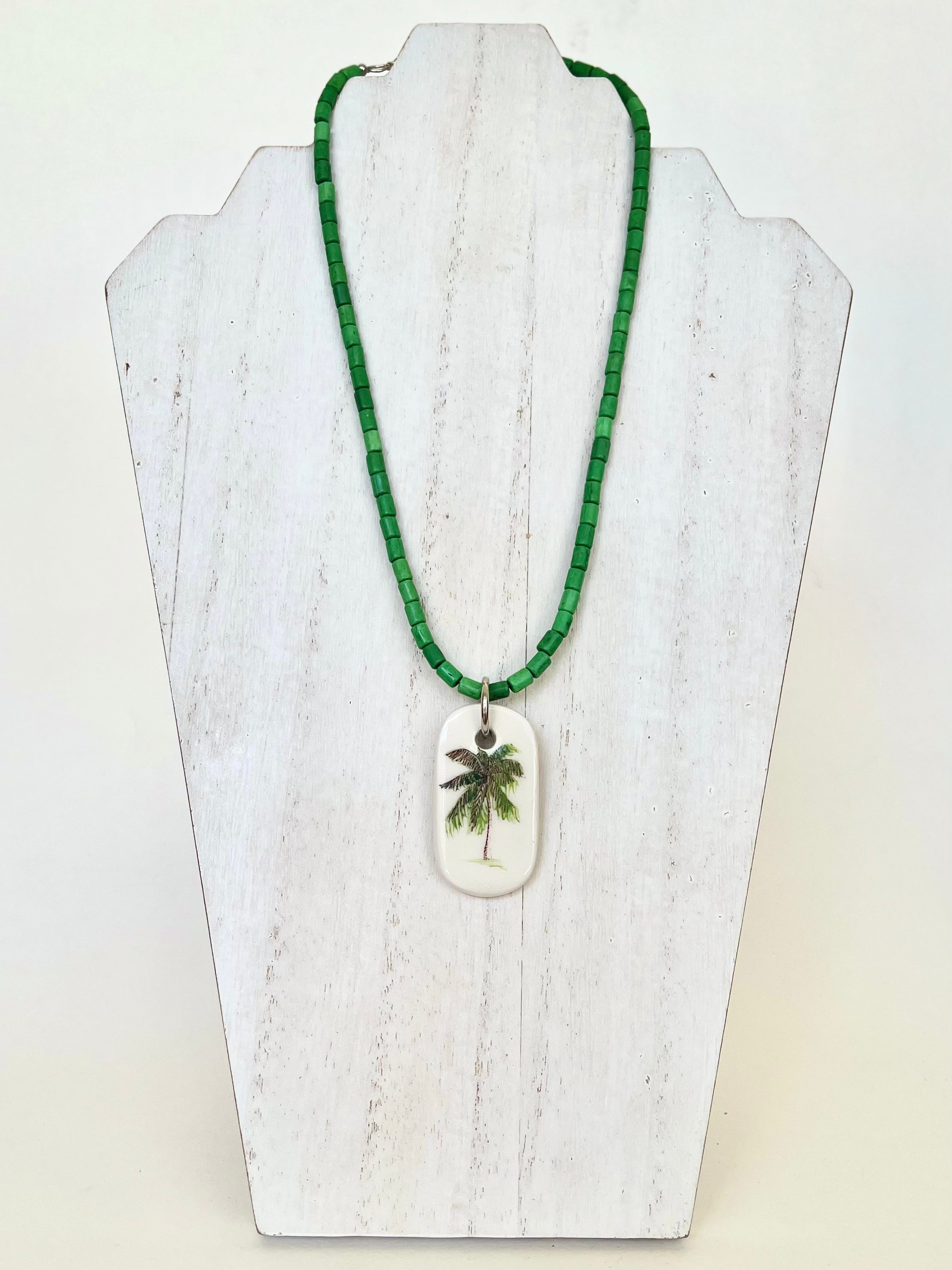 Palm Tree Pendant Beaded Necklace