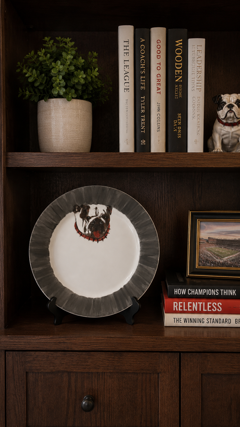 Hand-Painted Bulldog Porcelain Plate – Game Day Entertaining & Tailgate Serving Plate