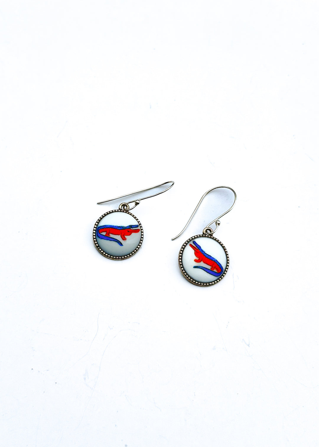 Gator Game Day Silver Dangle Earrings Mascot Jewelry Football