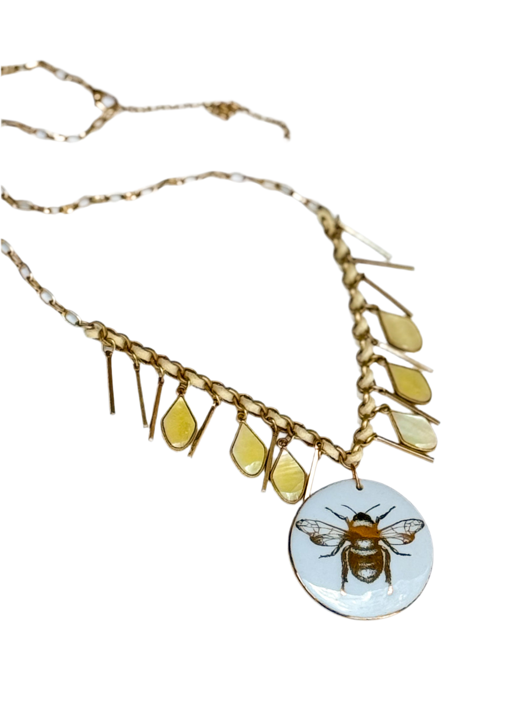 Bee Porcelain Pendant Chain Charm Necklace