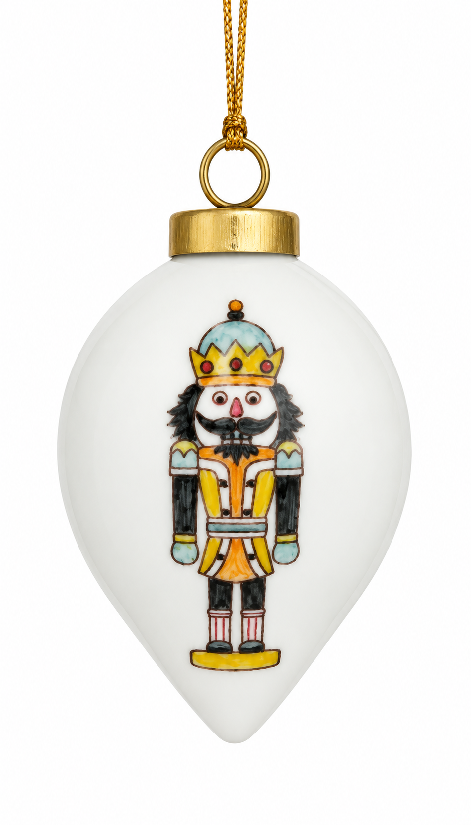 Hand-Painted Nutcracker Porcelain Christmas Ornament
