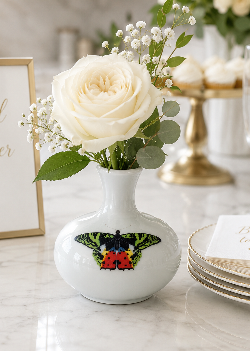 Butterfly Porcelain Bud Vase