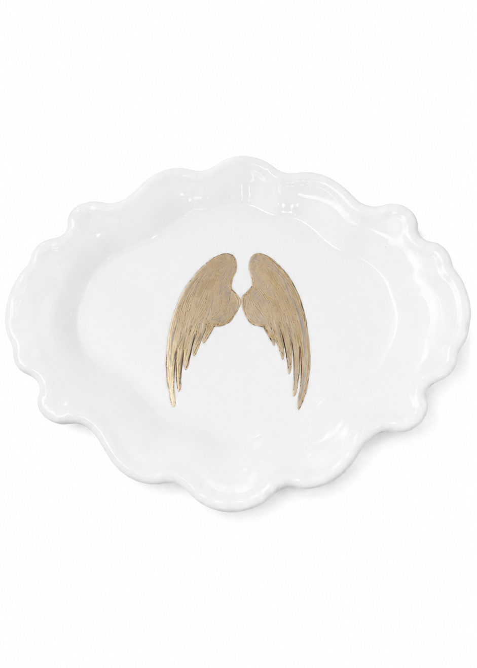 Hand-Painted Angel Wings Porcelain Ring Dish – Elegant Jewelry Holder