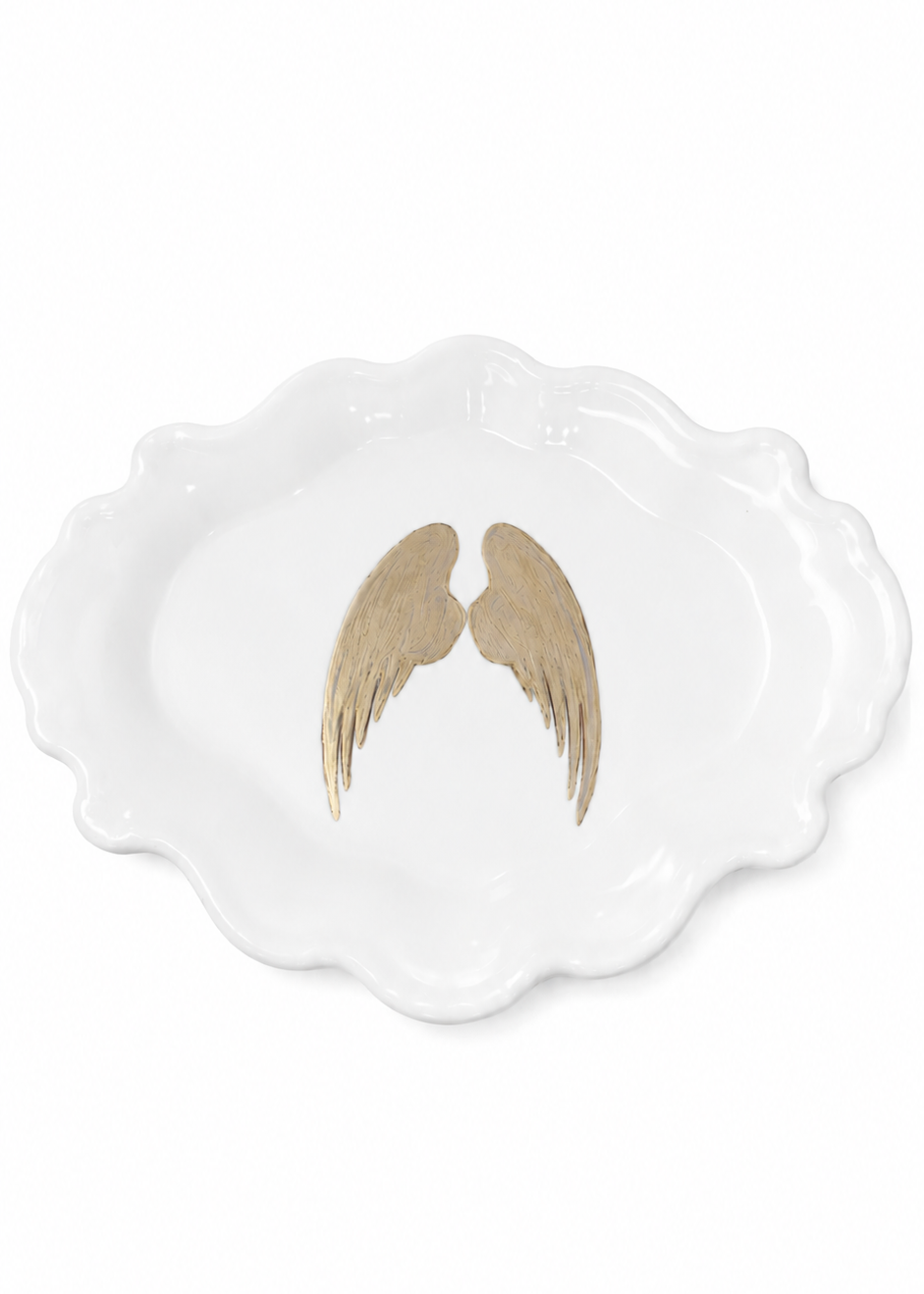 Hand-Painted Angel Wings Porcelain Ring Dish – Elegant Jewelry Holder