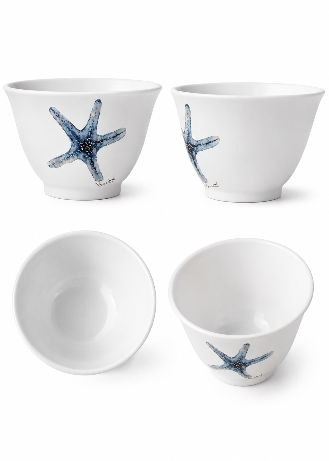 Blue Starfish Porcelain Bowl – Coastal Serving Bowl