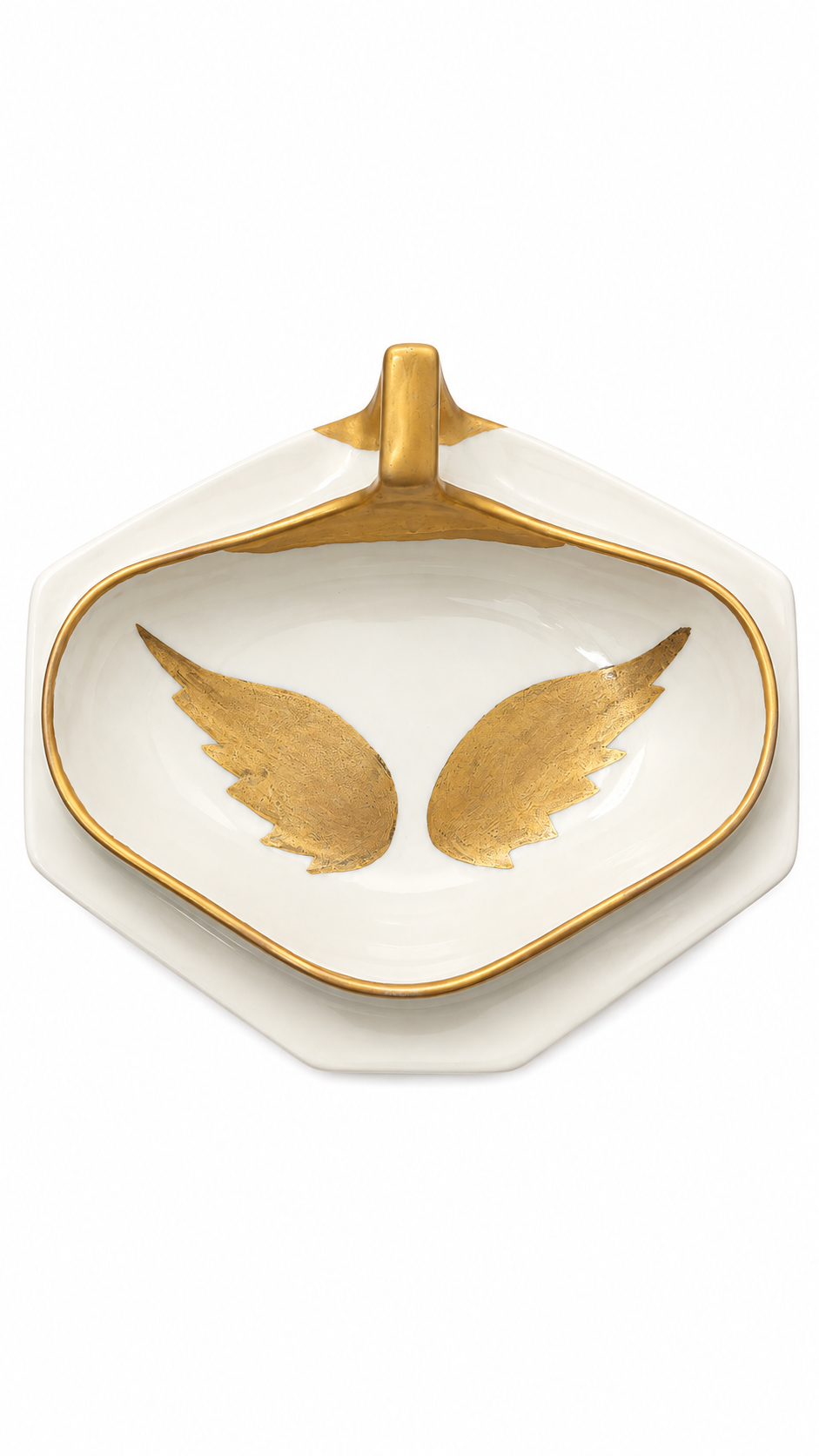 Hand-Painted Gold Angel Wings Porcelain Trinket Tray