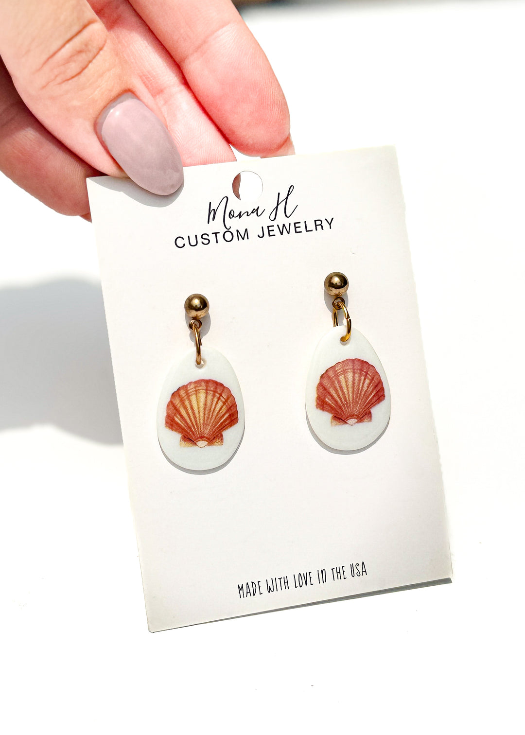 Seashell Coastal Earrings Shell Jewelry Gold Studs