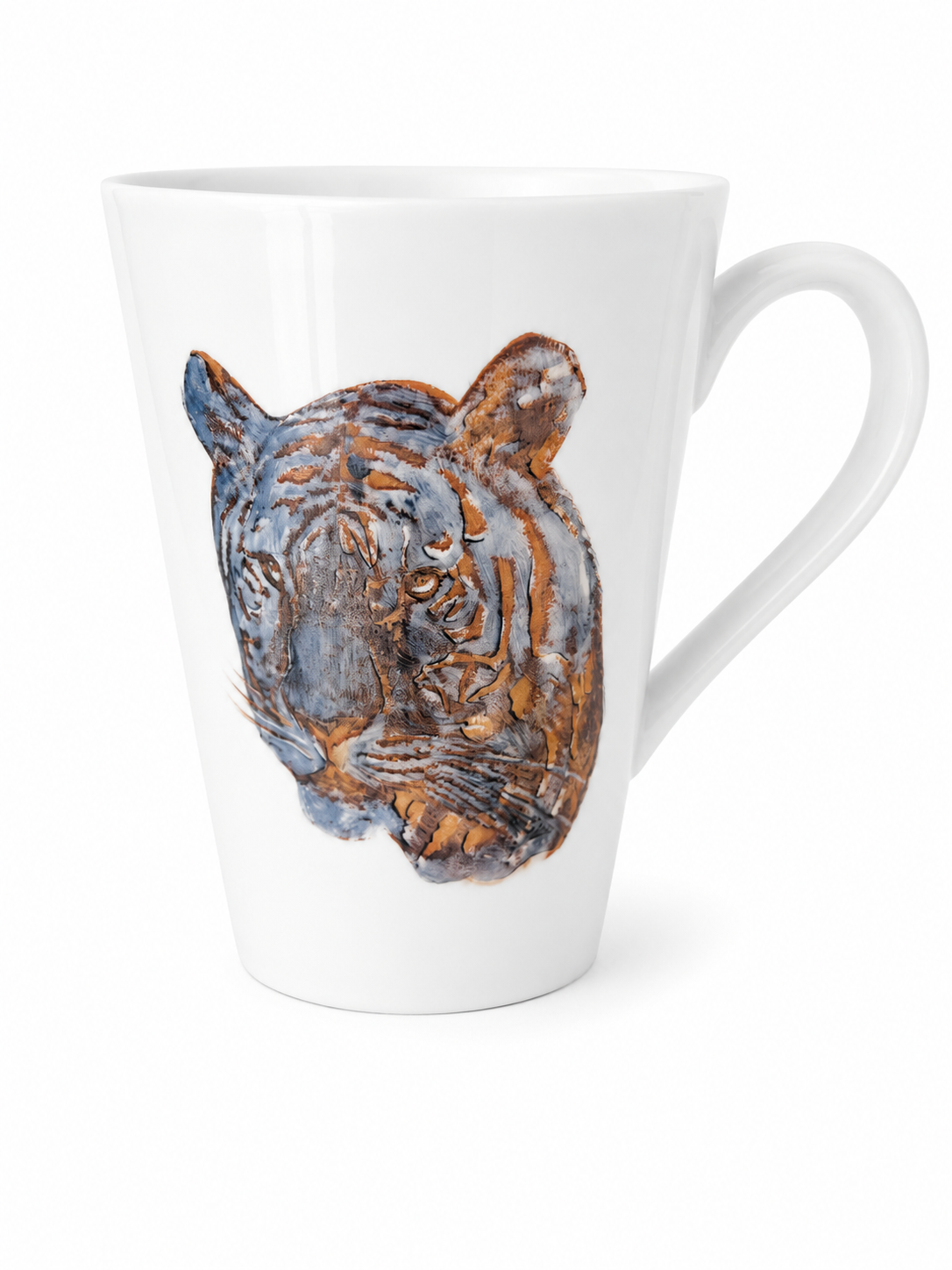 Hand-Painted Tiger Porcelain Coffee Mug – Rustic Lodge Morning Mug