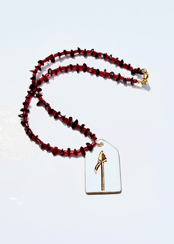 Spear Game day Necklace Garnet Gold Football Mascot