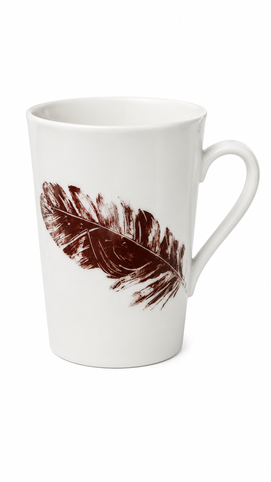 Hand-Painted Feather Porcelain Mug