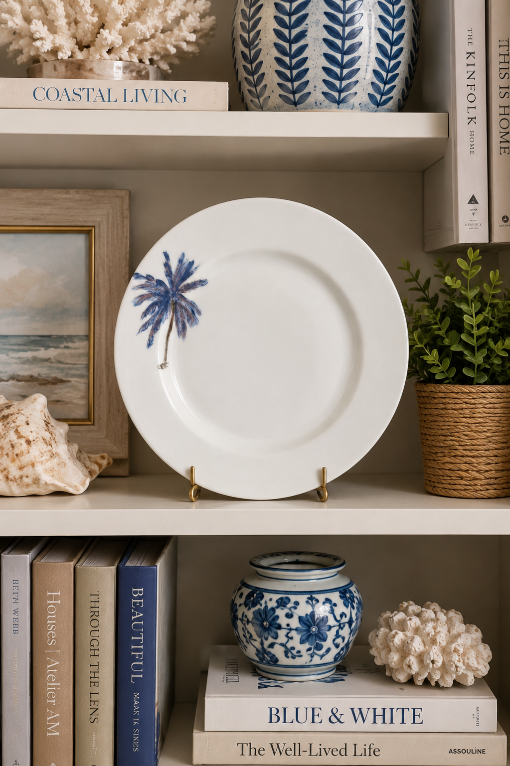 Hand-Painted Palm Tree Porcelain Appetizer Plate – Beach House Décor