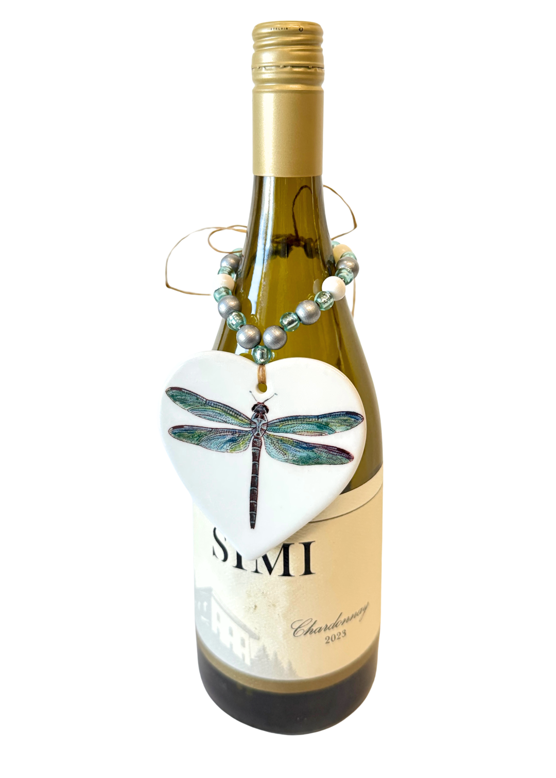Dragonfly Porcelain Beverage Tag Barware Drink Charm