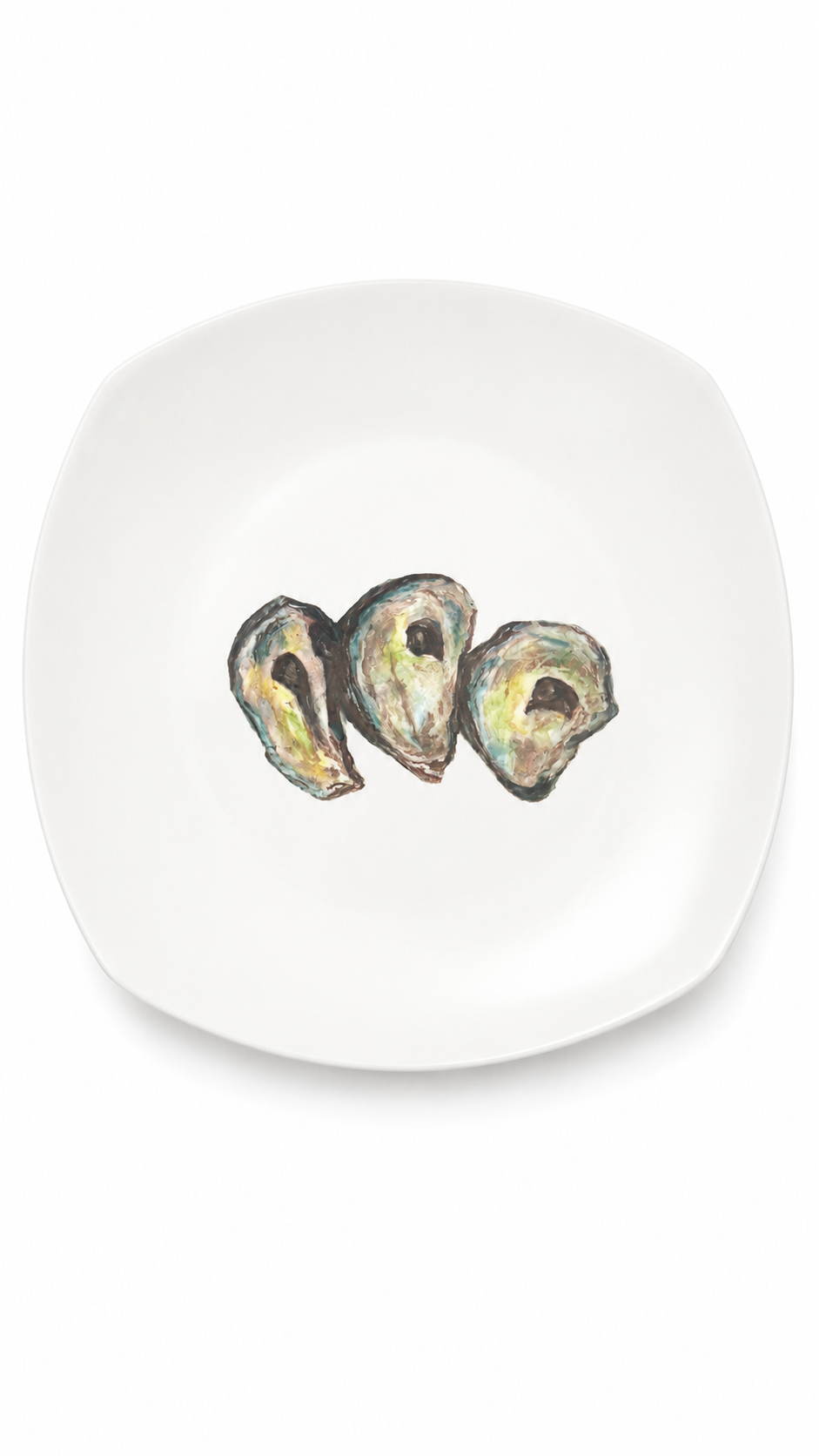 Hand-Painted Oyster Porcelain Plate