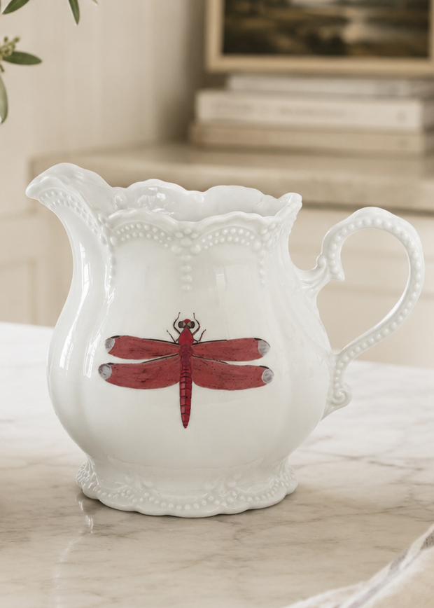 Dragonfly Porcelain Creamer Pitcher – Elegant Coastal Serving Piece