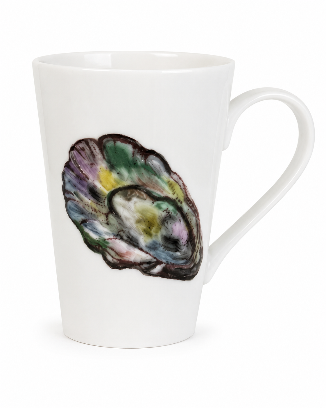 Hand-Painted Oyster Shell Porcelain Coffee Mug