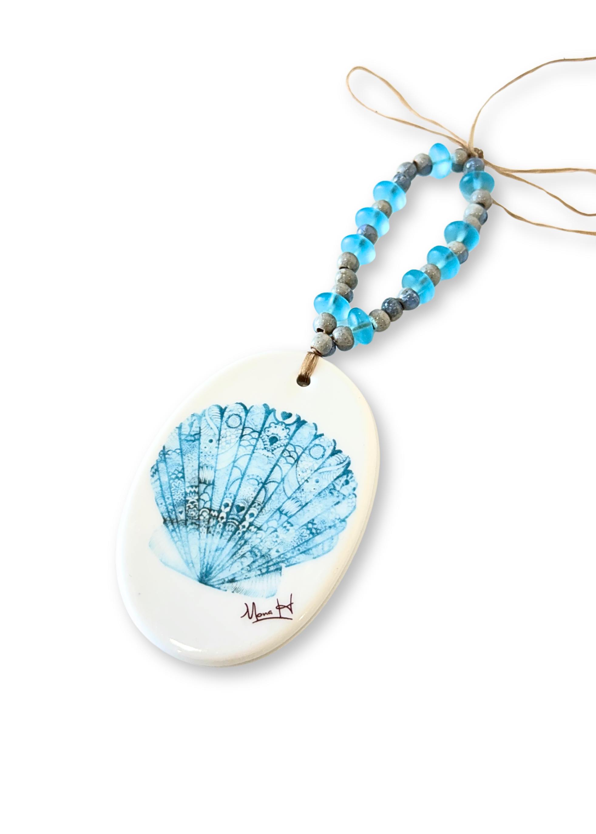 Scallop Seashell Porcelain Beverage Tag Barware Drink Charms