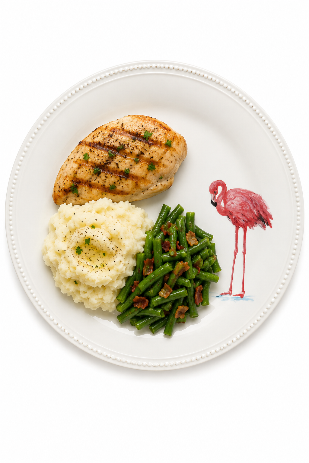 Hand-Painted Flamingo Porcelain Dinner Plate
