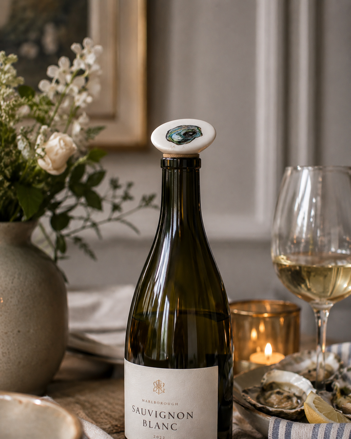 Oyster Painted on a Porcelain Ceramic Wine Cork Stopper Barware