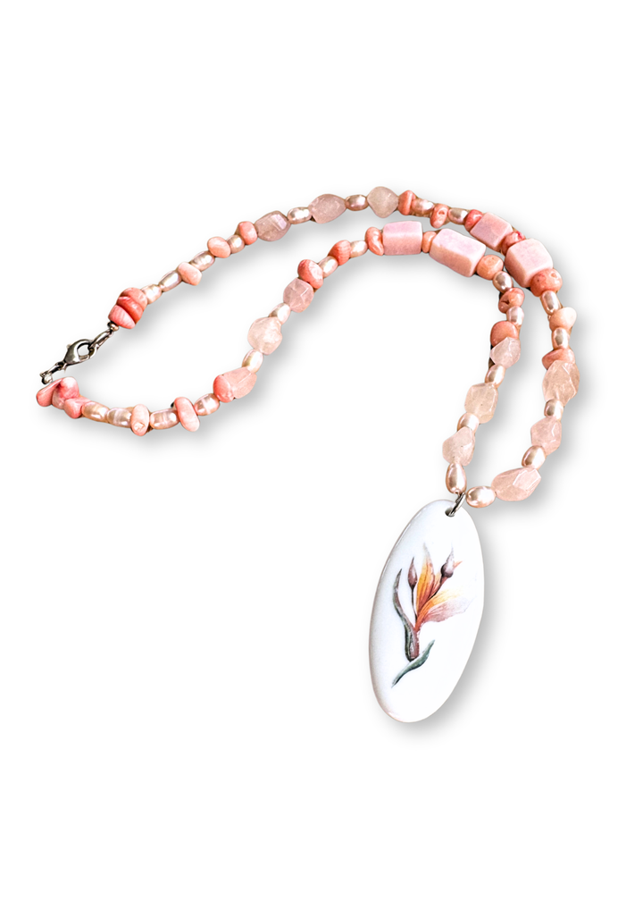 Floral Pendant Beaded Necklace