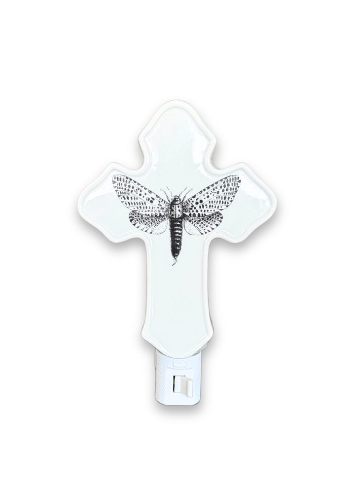 Moth Porcelain Cross Night Light