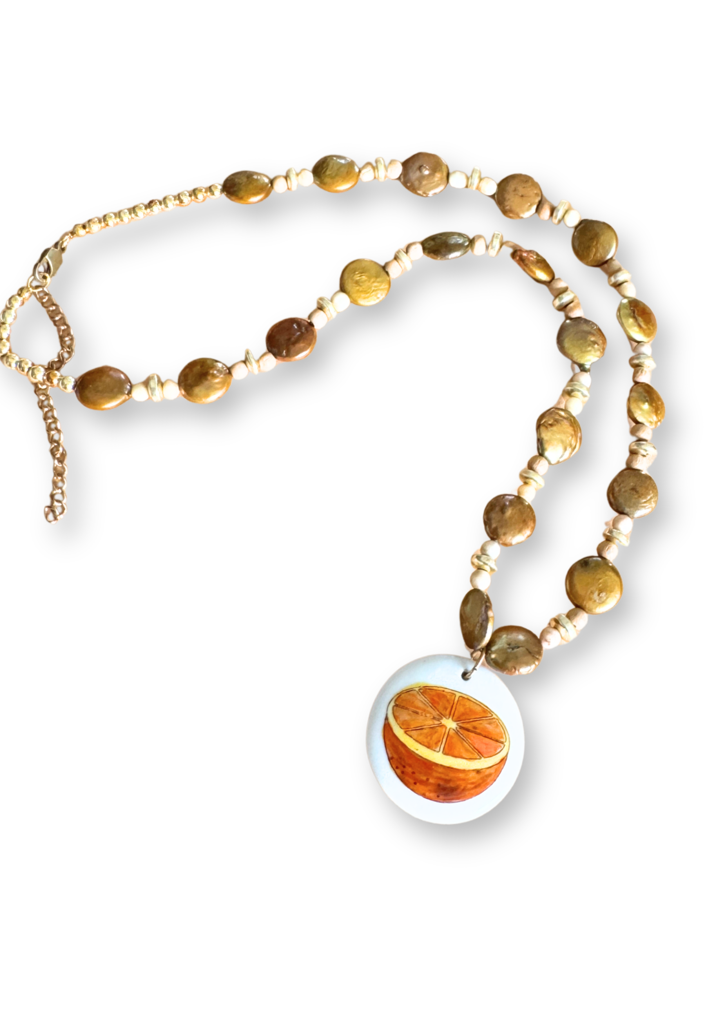 Orange Slice Porcelain Necklace