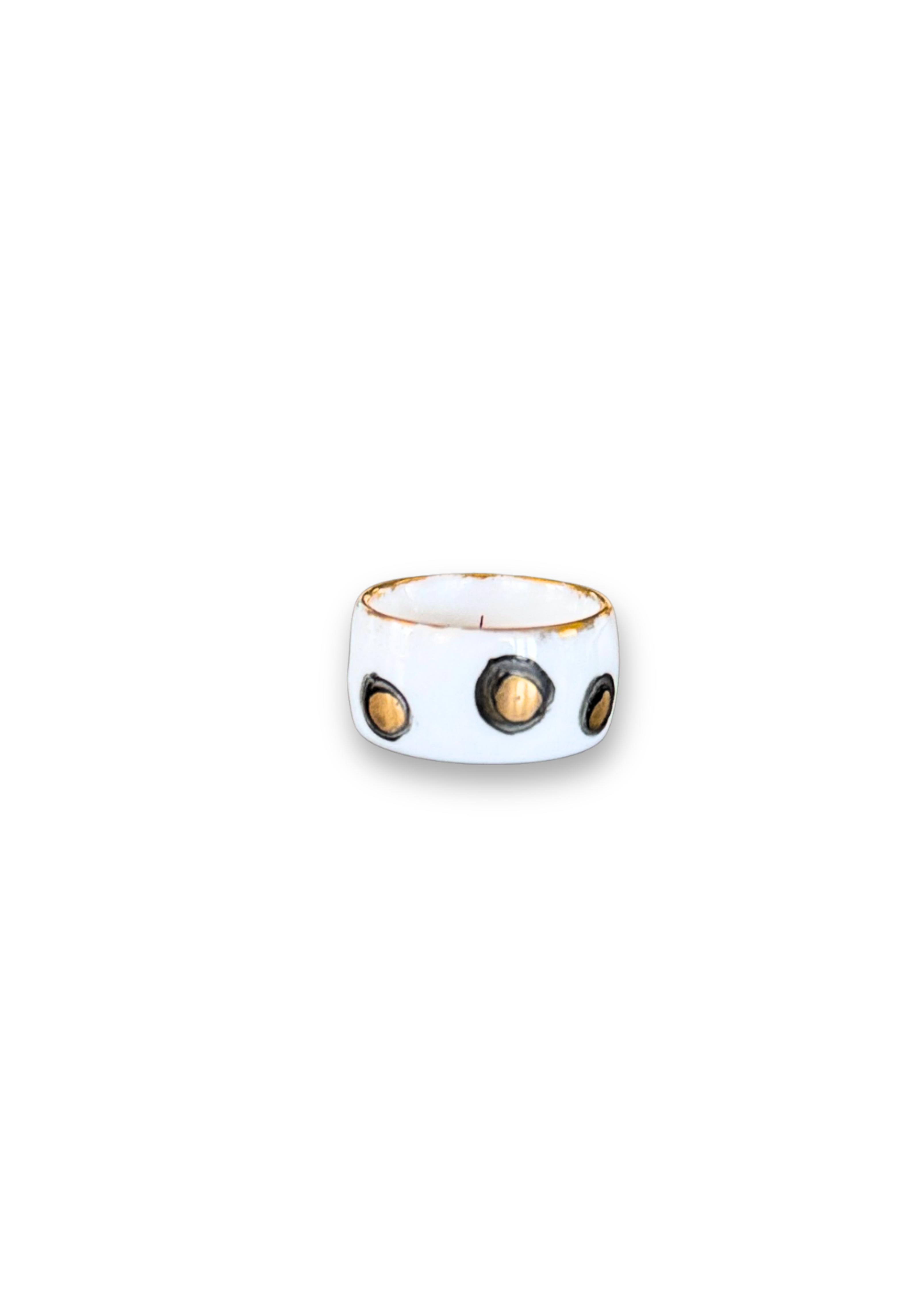 Jaguar Print Polka Dot Porcelain Ring - Size 8
