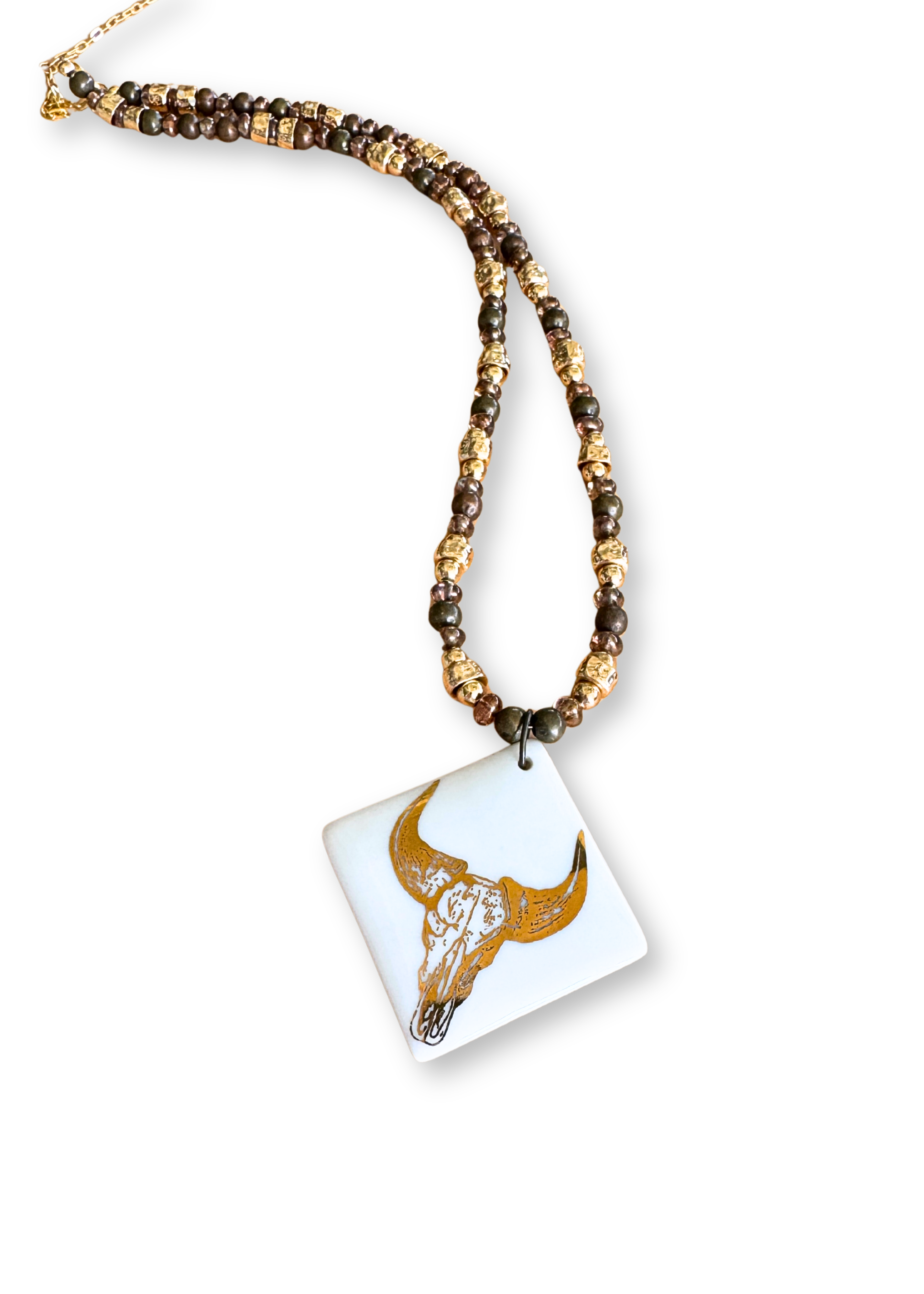 Western Cowboy Pendant Beaded Necklace