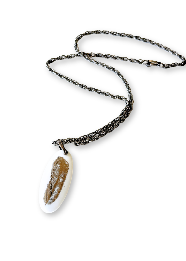 Feather Porcelain Pendant Necklace