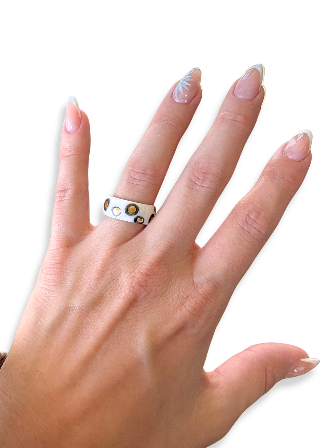 Jaguar Print Polka Dot Porcelain Ring - Size 9